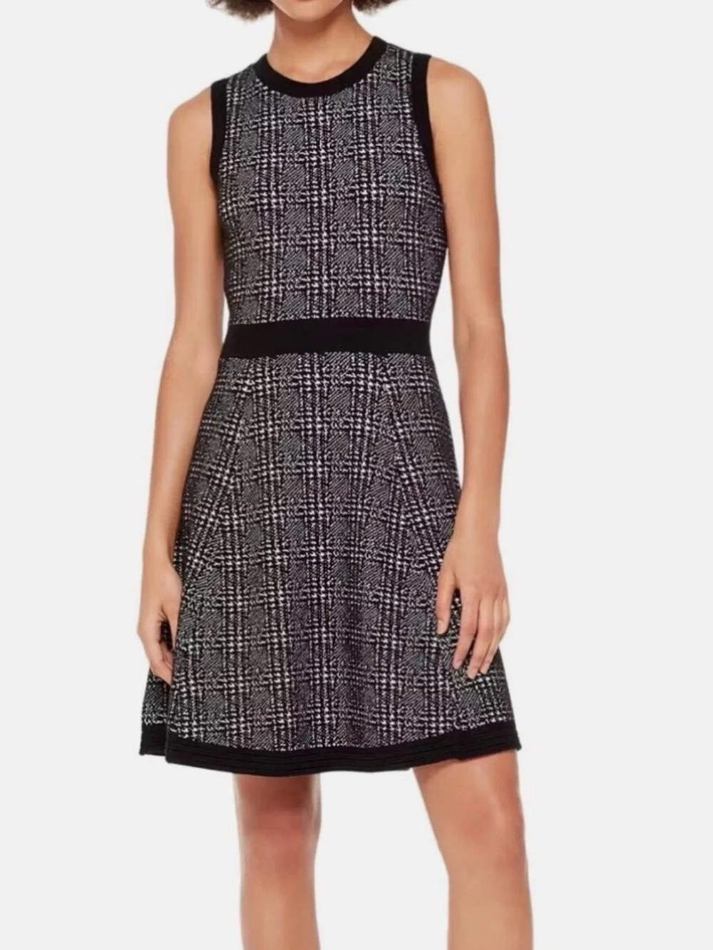 Kate spade wool blend Black & White Sleeveless Knit A-Line Dress